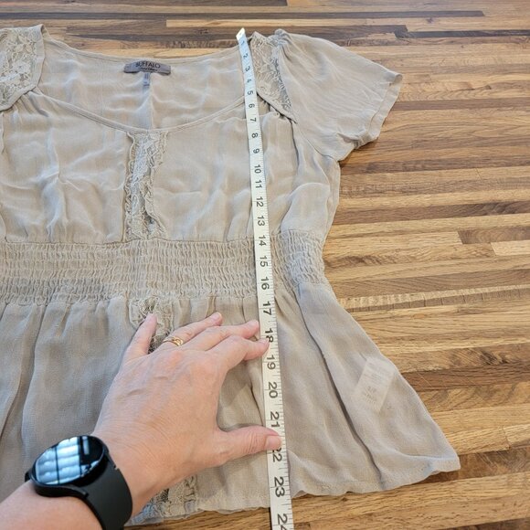 Buffalo By David Britton short-sleeve babydoll-style blouse in cream - Picture 4 of 11